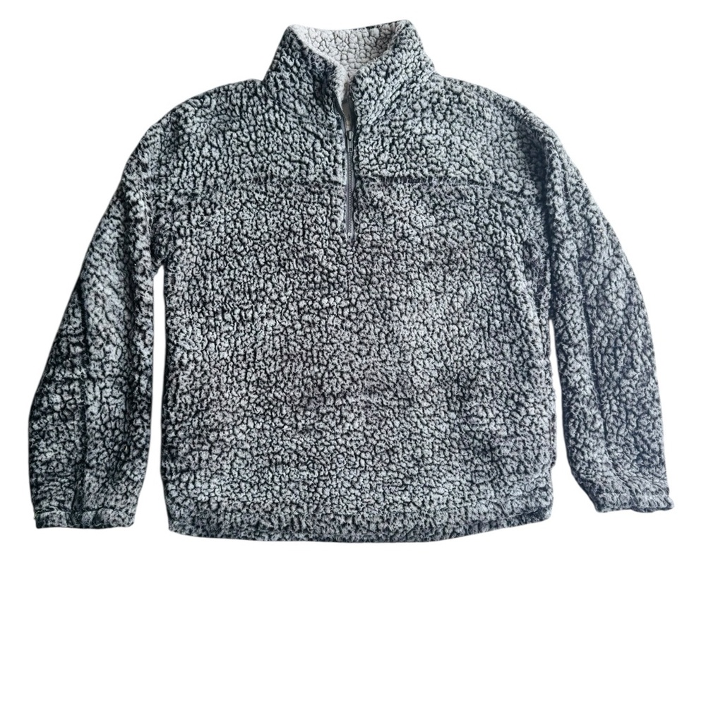 ALTARD STATE Grey and White Sherpa Fleece Quarter Zip Jacket Women’s Medium